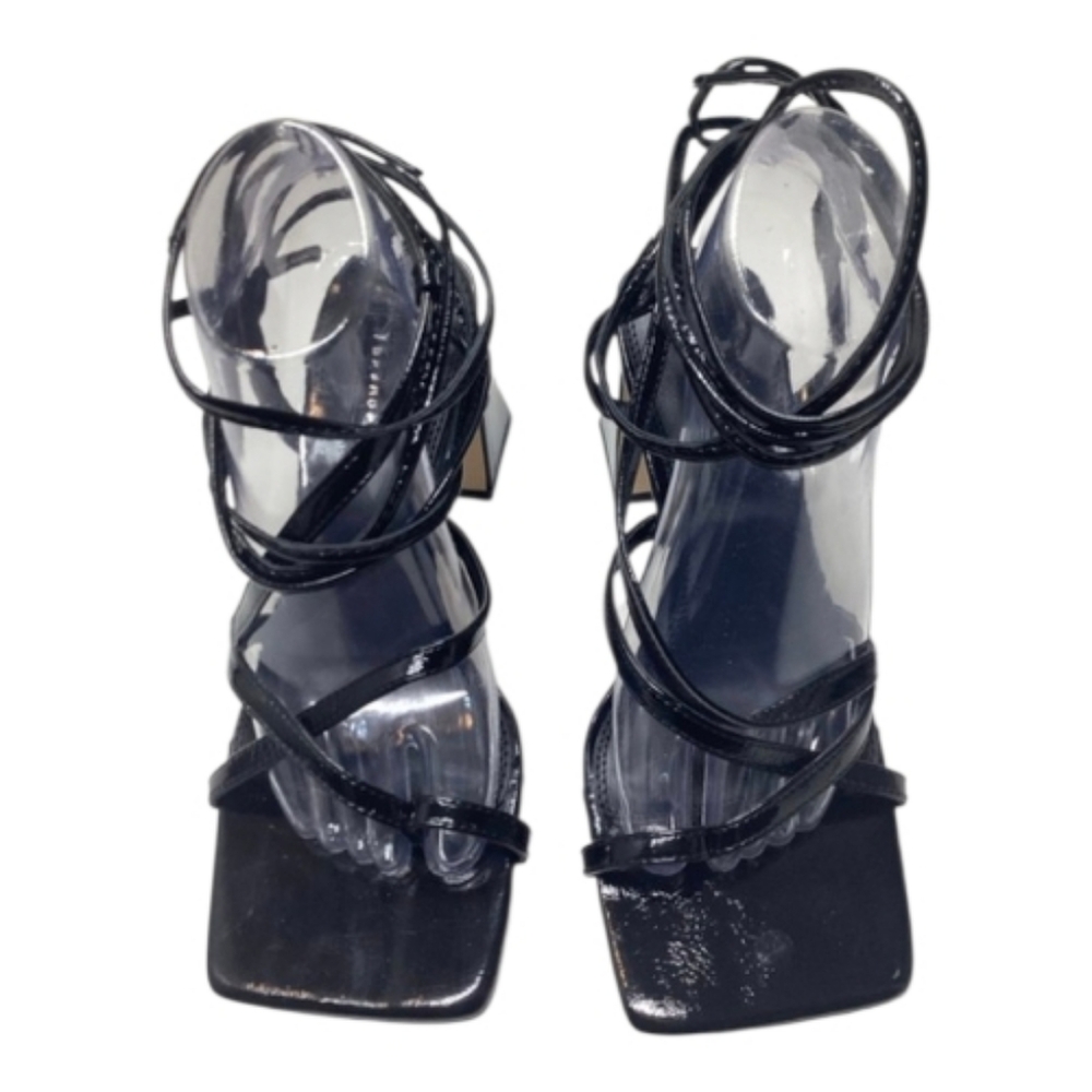 Topshop Women's Black Strappy Lace-Up Block Heel Sandals Size 8